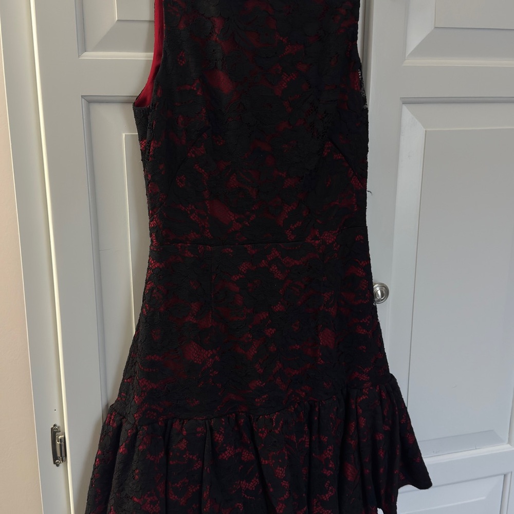 Jill Stuart Black and Red High Low Lace Dress